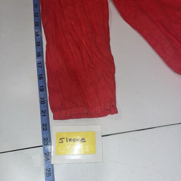 Fenini Womens Orange Linen Button Up Jacket XL Pockets Flowy Quiet Luxury Classy - Picture 8 of 10